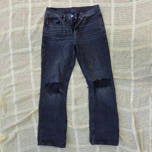 American Eagle Grunge Baggy Black Distressed Denim Jeans